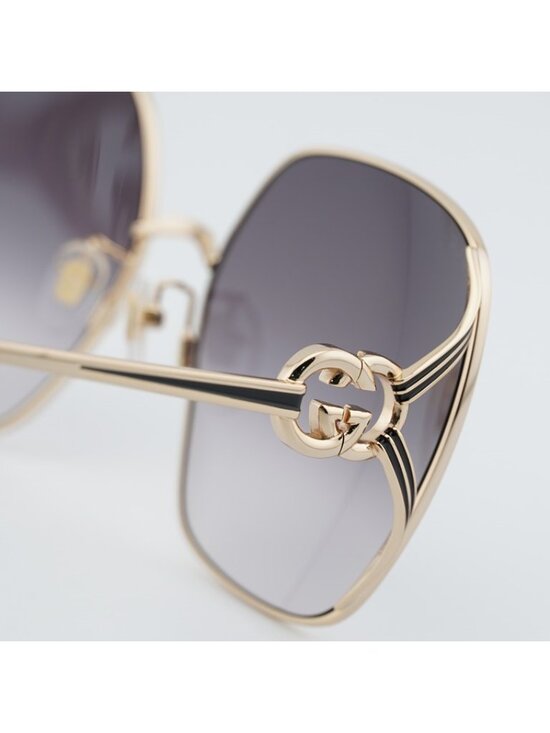 Gucci GG1323S 001 Sunglasses Gold Square Frame, Grey Lenses main image 8